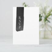 Carte RSVP de mariage moderne noir + encre blanche (Debout devant)