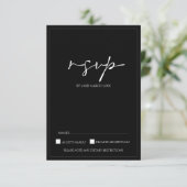 Carte RSVP de mariage moderne noir et blanc (Debout devant)