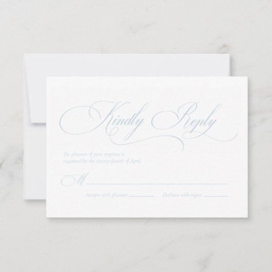 Carte RSVP de mariage Monogramme bleu clair "S" (Devant)