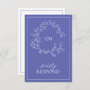 Carte RSVP de mariage Monogramme de crête feuillue