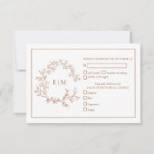 Carte RSVP de mariage Monogramme de crête feuillue (Dos)