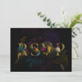 Carte RSVP de mariage Monogramme floral foncé (Debout devant)