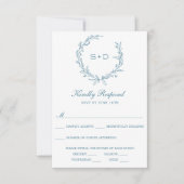 Carte RSVP de mariage monogramme minimaliste (Devant)