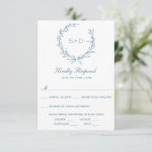 Carte RSVP de mariage monogramme minimaliste (Debout devant)