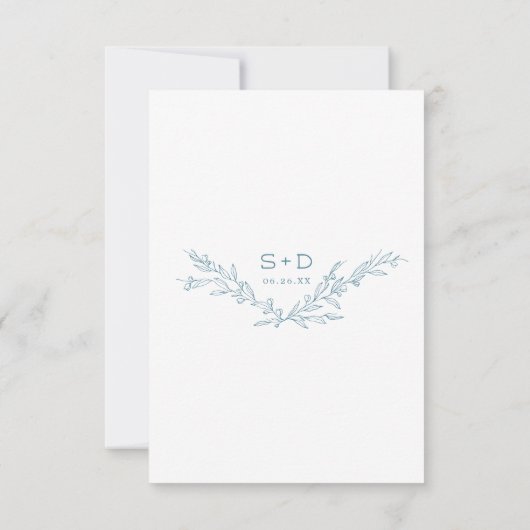 Carte RSVP de mariage monogramme minimaliste (Dos)
