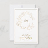Carte RSVP de Mariage Monogramme Or Moderne (Devant)