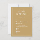 Carte RSVP de Mariage Monogramme Or Moderne (Dos)