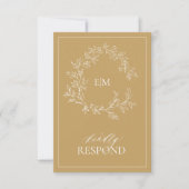Carte RSVP de Mariage Monogramme Or Moderne (Devant)