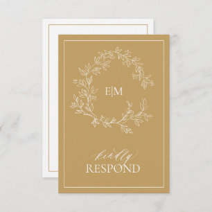 Carte RSVP de Mariage Monogramme Or Moderne
