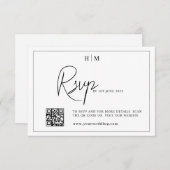 Carte rsvp de mariage, monogramme rsvp avec code Q (Devant / Derrière)