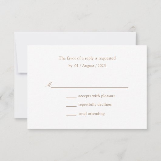Carte RSVP de mariage musulman en or blanc (Dos)