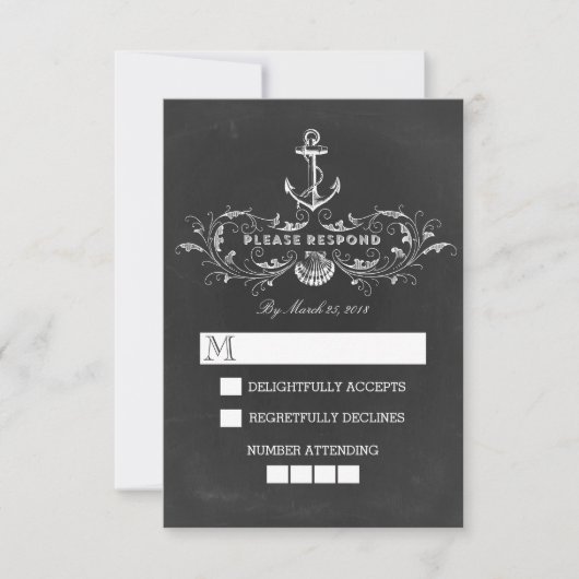 carte RSVP de mariage nautique (Devant)