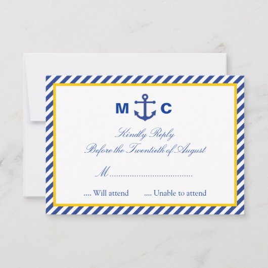 Carte RSVP de mariage nautique (Devant)
