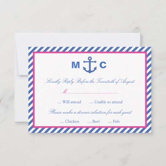 Carte RSVP de mariage nautique (Devant)
