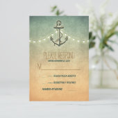 Carte RSVP de mariage nautique vintage (Debout devant)