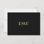 Carte RSVP de mariage noir, blanc et jaune (Dos)