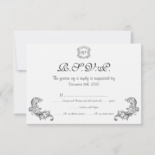 Carte RSVP de mariage noir/blanc Inséparables (Devant)