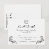 Carte RSVP de mariage noir/blanc Inséparables (Devant / Derrière)