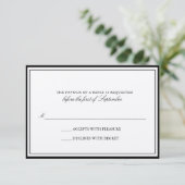 Carte RSVP de mariage noir Ecru classique (Debout devant)