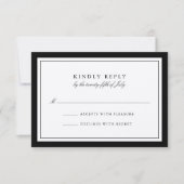 Carte RSVP de mariage noir Ecru classique (Devant)