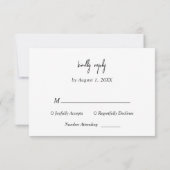 Carte RSVP de mariage noir et blanc (Dos)