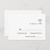 Carte RSVP de mariage noir et blanc (Devant / Derrière)