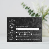 Carte RSVP de mariage noir et blanc Aquarelle (Debout devant)