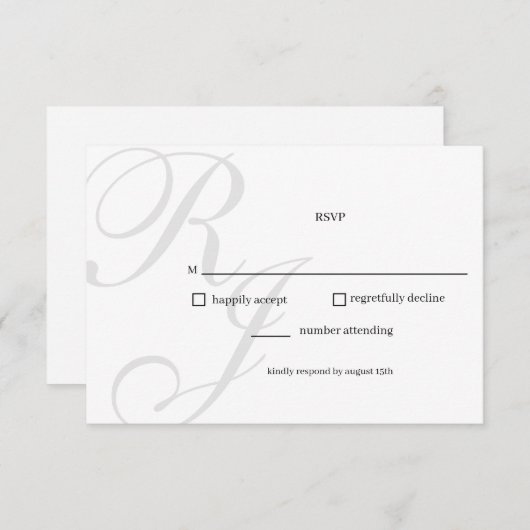 Carte RSVP de mariage noir et blanc chic (Devant / Derrière)