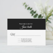 Carte RSVP de mariage noir et blanc élégant (Debout devant)