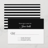Carte RSVP de mariage noir et blanc élégant (Devant / Derrière)