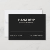 Carte RSVP de mariage noir et blanc rétro (Devant)