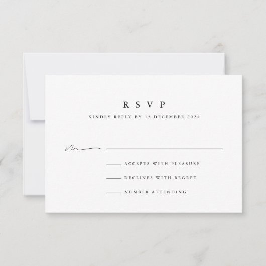 Carte RSVP de mariage noir et blanc simple et mode (Devant)