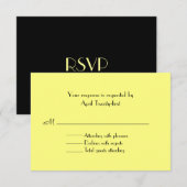 Carte RSVP de mariage noir et jaune (Devant / Derrière)