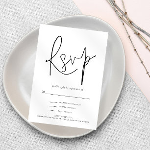 Carte RSVP de mariage noir moderne