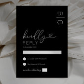 Carte RSVP de mariage noir moderne