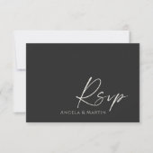 Carte RSVP de mariage noir simple et moderne (Devant)