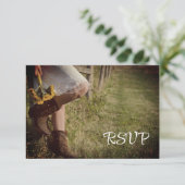 Carte RSVP de mariage occidental Cowgirl et Sunflo (Debout devant)