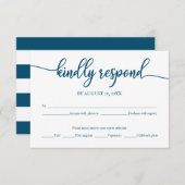 Carte RSVP de mariage Ocean Blue Calligraphy (Devant / Derrière)