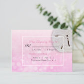 Carte RSVP de mariage océanique rose dollar (Debout devant)