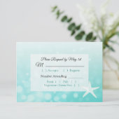 Carte RSVP de Mariage Océanique turquoise Starfish (Debout devant)