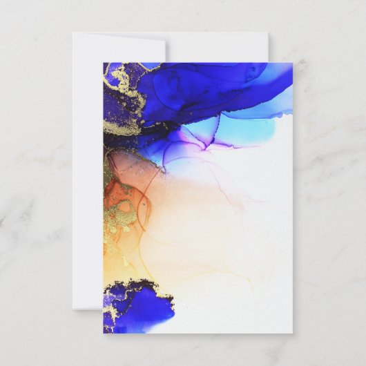 Carte RSVP de mariage or bleu orange unique (Dos)