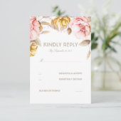Carte RSVP de mariage or et flush Flower (Debout devant)
