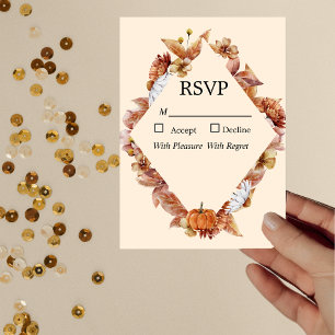 Carte RSVP de mariage orange d'automne moderne