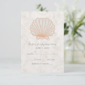 Carte RSVP de mariage Orange Rustic Seashell (Debout devant)