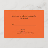 Carte RSVP de mariage orange Tangerine vive