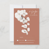 Carte RSVP de mariage orchidée en terre cuite mode (Devant)