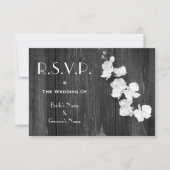Carte RSVP de mariage - Orchidées noires et blanch (Devant)