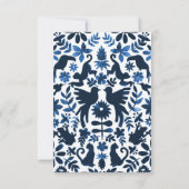Carte RSVP de mariage Otomi mexicaine - bleu marin (Dos)