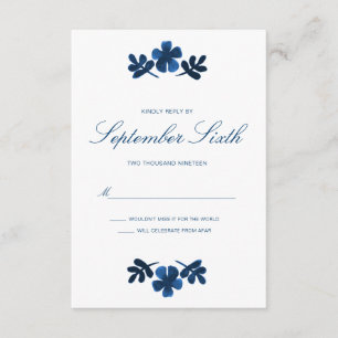 Carte RSVP de mariage Otomi mexicaine - bleu marin