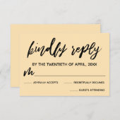 Carte RSVP de mariage Pale Peach écriture décontra (Devant / Derrière)